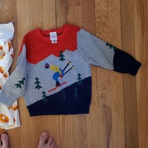 Hanna Andersson Red and Gray Ski Sweater